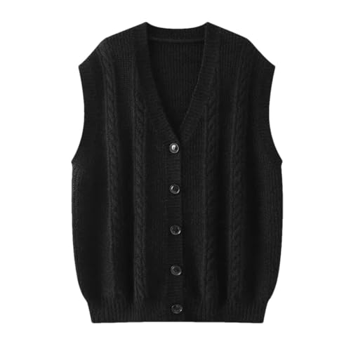 Men’S England Style Stretch Knitted Sweater Vest Slim Fit V-Neck Sleeveless Business Button Down Jumper