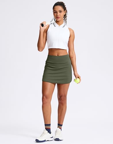 Image of SANTINY Skorts for Women with Pockets High Waisted Golf Skirts with Shorts A Line Athletic Tennis Skirt for Casual Pickleball