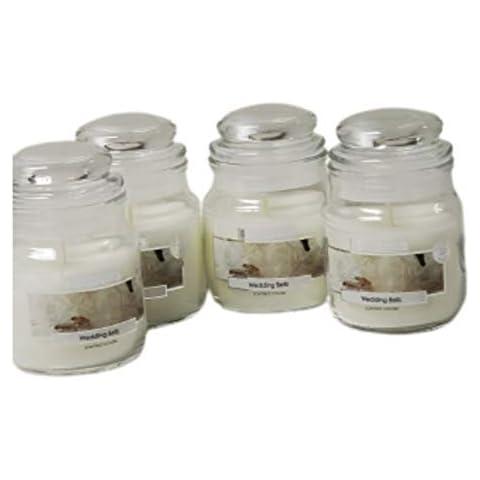 Wickford & Co Scented Candle Jars Luxury Fragranced for Home Pack of 4 Candles (4X Wedding Bells) Cover