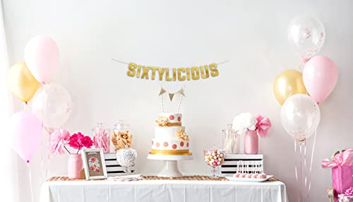 Sterling James Co. GLITTER BANNER SIXTYLICIOUS Sixtylicious Gold Glitter Banner - Happy 60Th Birthday Party Banner thumb #3