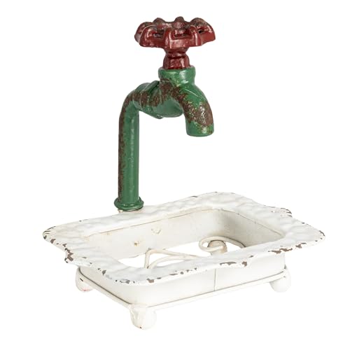 Creative Co-Op Charming Cast Iron Soap Dish with Miniature Faucet Detail