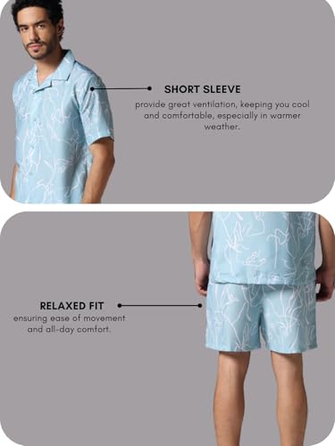 Image of Leriya Fashion Night Dress for Men || Rayon Multi Printed Night Dress for Men || Summer & Beach Wear for Men || Sleepwear Pajama Set for Men || Coord Set for Men
