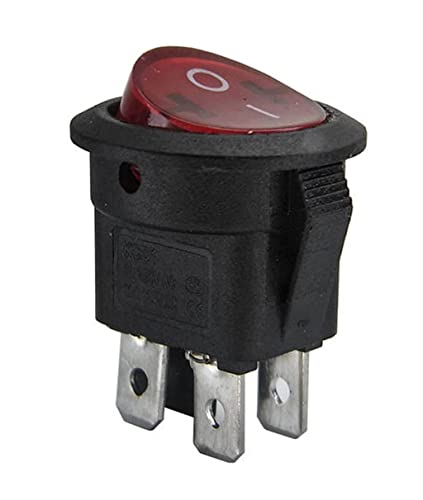 Rocker Switch 20pcs 50pcs KCD1 SPST 224N 23mm 4 Pin 250V 6A Round Boat Switch Snap-in ON Off Rocker Position Switch with Light (Color : Silver, Size : 20 Piece)