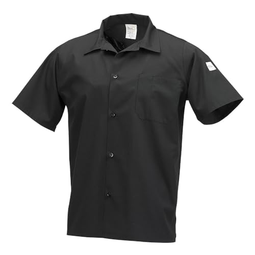 Image of Mercer Culinary M60200BK8X Millennia Men's Cook Shirt with Wicking Mesh Back, 8X-Large, Black