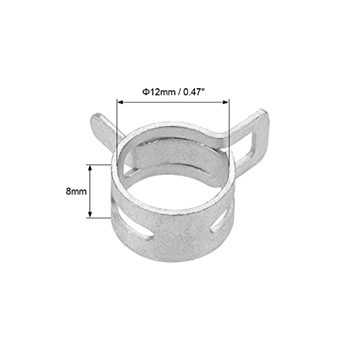 uxcell Spring Band Type Clamp 12mm Inner Dia Fit 12.5-13.2mm OD Hose Fuel Line Silicone Tube Clips Clamp Silver Manganese Steel 10Pcs - Image 3