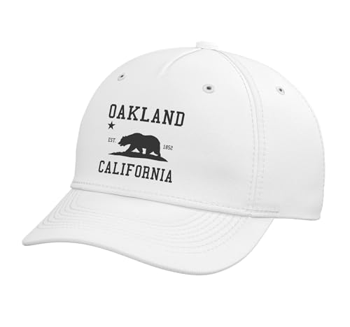 Oakland California Bear Oak 510 Pride Adjustable Printed Baseball Hat, White