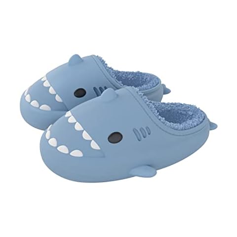 MoneRffi Shark Cotton Slippers for Women Men Warm Plush Slippers Winter Cloud Non-Slip Fluffy Sliders Super Soft Comfy House Shoes Indoor & Outdoor Cover