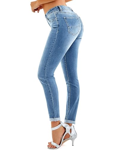 RHODANTHE Women's Ripped Boyfriend Jeans Stretch Skinny Jean Trendy Distressed Straight Leg Jeans with Holes2