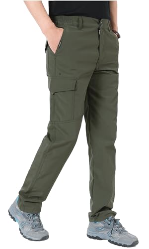 Aotoyou Wanderhose Herren Hose Wasserdicht Cargohose Schnelltrocknend Outdoorhose Softshellhose Trekkinghose Funktionshose Männer mit 6 Taschen, Army Grün M