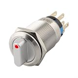 Interruttore a pressione in metallo, 19 mm, autoportante, 2 posizioni, 3-6 V, con LED, IP66, impermeabile, per macchine CNC, industria (rosso)