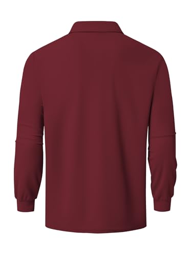 Men's Classic Long Sleeve Polo Shirts Casual Lightweight Solid Golf Shirts with Pocket2