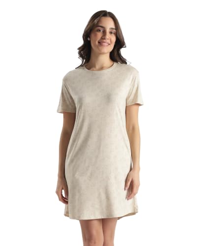 Image of Jockey RX25 Women Micro Modal Cotton Ruffled Hem Styled Half Sleeve Printed Sleep Dress (Colors & Prints May Vary)