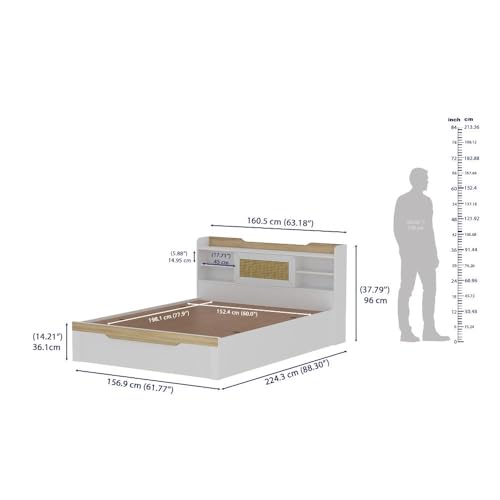 Image of Wakefit Bed | 3 Yr Warranty | Bed Queen Size, Comes with Storage Box, Noise-Free, Density: 680-750 kg /m, Termite & Borer Resistant, Fits Mattresses Up to 8 inches (Halos 78 x 60 - Frosty White)