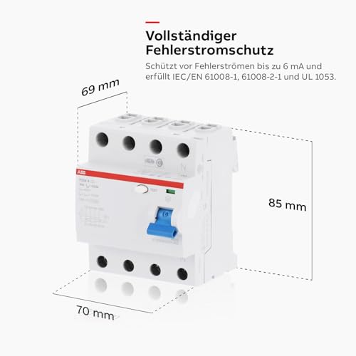 ABB F204 A-40/0.03 Fehlerstrom-Schutzschalter 4P Typ A 30 mA 40 A 2CSF204101R1400