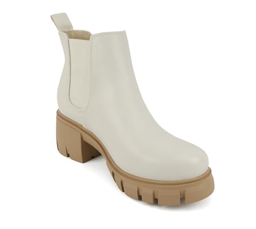 Image of Soda PIONEER ~ Women Lug Sole Mid Heel Chelsea Fashion Ankle Bootie w /Double Elastic Gore
