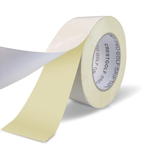 Crestgolf Golf Grip Tape Roll 2 x 18 Yards Premium Solvent Activated Double Sided Adhesive Strips for Regripping Golf Clubs Upgrade 1.2U Thickened Double Sided Tape