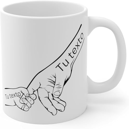 Consejos para Comprar dia del padre taza para comprar online. 45 Taza Personalizada Diseño Manos Papá e Hijo 11oz | Cerámica con Nombres | Regalo Emotivo Día del Padre o Madre Personalizado