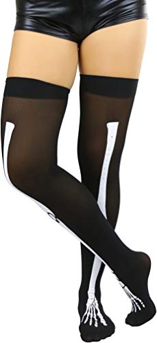 Image of ToBeInStyle Women's Scary Skeleton Leg Bones Halloween Hosiery Tights & Thigh High Stockings