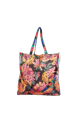 Farm, Bolsa Estampada Me Leva Flor da Banana, Multicolorida, Nylon, 41x41,5x6 cm, com Mini Bolsa Elemento