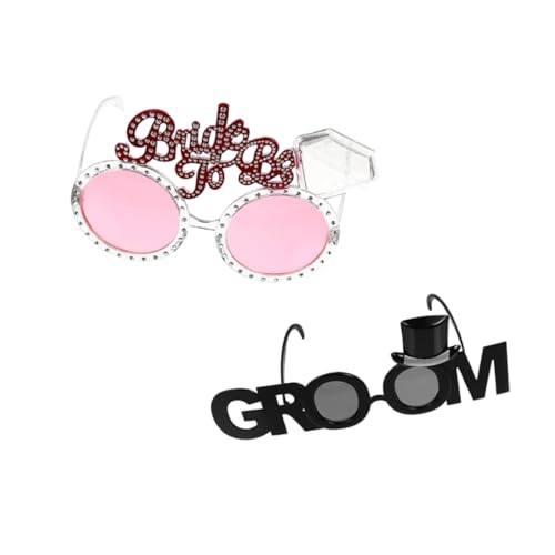 Image of Wanna Party Bride and Groom Eyeglasses, Sunglasses for Bachelor, Bachelorette and Bridal Shower Decorations, Photo Props, 2pcs