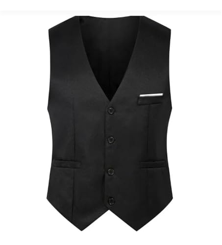 Men's V-Neck Sleeveless Solid Color Slim Vest Casual Business Wedding Suit Vest