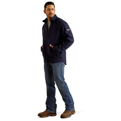 Image of ARIAT Men's Fire Resistant DuraLight Cordura Canvas Field Jacket, Navy, XX-Large Tall