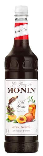 MONIN Premium Peach Tea concentrate 1L for Hot and Iced Teas. Vegan-Friendly Allergen-Free 100% Natural Flavours and Colourings