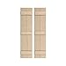 Ekena Millwork 11"W x 84"H Rustic Two Board Joined Board-n-Batten Sandblasted Faux Wood Shutters (Per Pair), Primed Tan