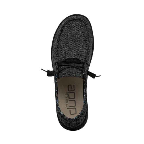 HEYDUDE HEYDUDE Women's Wendy Sox Slip On Shoe, Micro Total Black Size 7 | Textile Upper | Lightweight Loafer with Sock Like Fit and Flexible Outsole