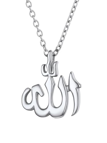 U7 Collier Allah Homme Acier Inoxydable Chaîne Pendentif Islam Bijou Amulette Musulman
