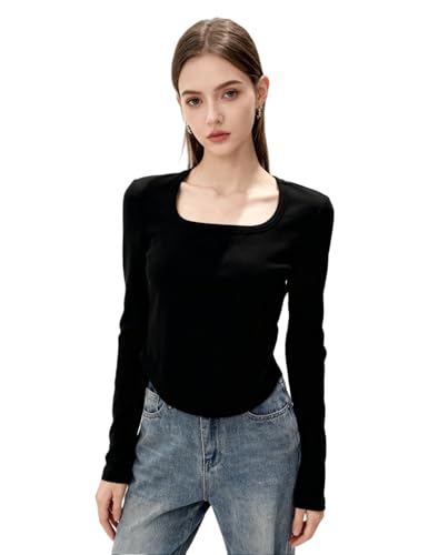 Image of Venzina Women's Thermal Top Double-Sided Fleece Long Sleeve T-Shirt Warm Soft Stretchable Slim Fit Base Layer for Fall & Winter I Casual, Office