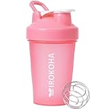 IROKOHA プロテインシェイカー シェイカーボトル 400ml ウォーターボトル プロテインミキサー シェイクボトル ピンク(pink)