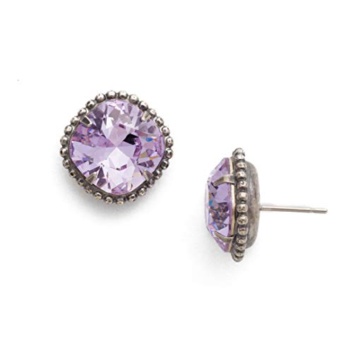 Sorrelli Essentials Cushion-Cut Solitaire Stud Earrings, Antique Silver Finish, Violet, one size (EBX010ASVI)