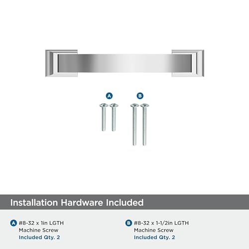 Image of Amerock BP2934926 | Polished Chrome Cabinet Pull | 3 inch (76mm) Center-to-Center Cabinet Handle | Candler | Furniture Hardware