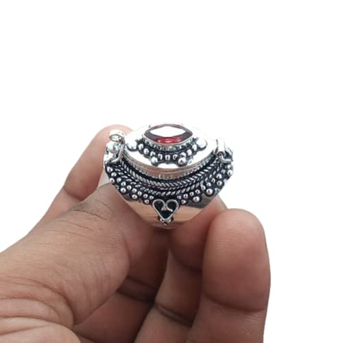 Garnet box Ring, Perfume Box Ring, Poison box Ring, Locket Ring, Statement Ring, Handmade Poison Ring, Openable Poison Ring, 925 Silver box ring, Pillbox Ring, Small Box Ring, Gift For Her