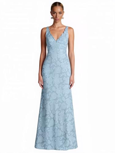 VCCICANY Floral Bridesmaid Dresses for Women V Neck Mermaid Long Lace Prom Dress Evening Formal Gowns4