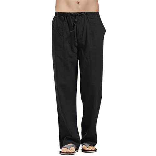 Mens Pajama Pants Casual Linen Yoga Summer Travel Beach Elastic Drawstring Waist Pajama Pant Baggy2
