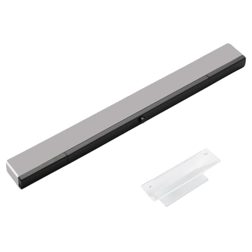 Aokin Sensor Bar for Wii, Replacement Wireless Infrared Ray Sensor Bar for Nintendo Wii and Wii U Console, Includes Clear Stand, Silver/Black