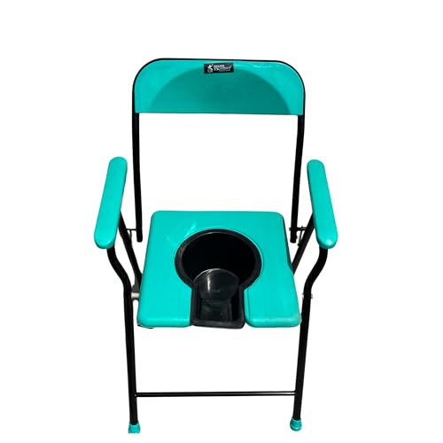Image of Commode Chair 16 Inch Portable Iron Toilet Chair - Heavy Duty Bedside Commode for Elderly & Patients | Strong Stable Frame, Easy Clean Seat for Home Care & Hospital Use