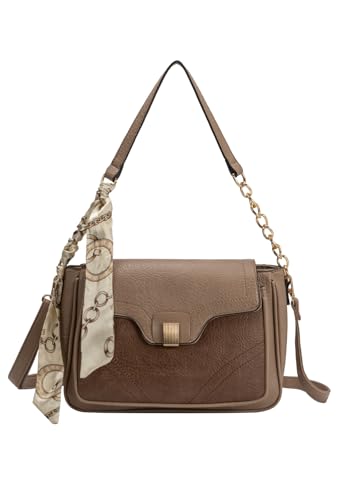 Lenna's Bolsa Transversal Média com Alça de Corrente Estilo Casual Caqui