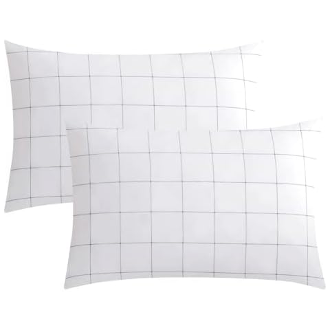 JELLYMONI Natural Cotton Plaid Pillowcases Set Cover