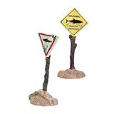 EXAOMBLE 2個 樹脂製ミニチュア警告サイン置物 リアルな質感ガーデンオーナメント 多用途多肉植物 苔 室内装飾用