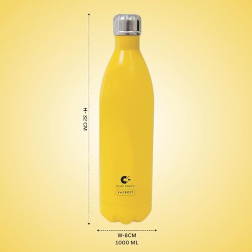 Image of Clay Craft Vacbott Stark Solid Double Walled|18 Hours Hot and 24 Hours| Cold Water Bottle Vacuum Insulated Flask Bottle 1000 ml|2 Piece|Leak Proof|Office Bottle|Gym|Home|Kitchen