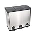 Ribelli Pattumiera in acciaio inox pattumiera differenziata pattumiera a pedale contenitore rifitui 60 L, 3 x 20L