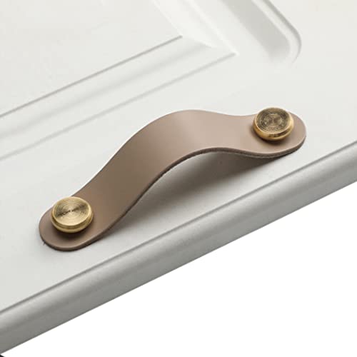 Tiradores de piel para muebles, distancia entre orificios de 9,6 cm, tiradores para cajones, tiradores de muebles hechos a mano, tiradores de cuero, tiradores para armarios Cover