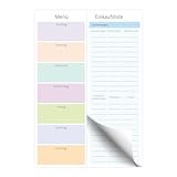 BIROYAL Menüplaner mit Einkaufsliste zum Abreißen, Essensplaner Magnetisch, DIN-A4 Block, 50 Blatt, Speiseplan Wochenplaner, Unendlicher Speiseplan, Speißeplan für die ganze Woche (Farbe)