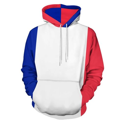Sweat à capuche drapeau français homme pull unisexe ample avec poche