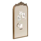 Kate and Laurel Arendahl Arch Pinboard; Gold; 13 x 25; Framed Arched Ornate Vintage Cork Board for Unique Display; Organization; and Decor Options