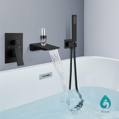 Aolemi B08ZXGRNDY Wall Mount Bathtub Faucet Bath Tub Faucet Set Waterfall Tub Filler thumb #1