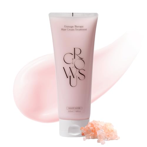 GROWUS Damage Therapy Protein Hair Treatment 7.43 fl oz | Repair & Hydrate for Dry, Brittle Hair | Creamy Deep Conditioner with Bulgarian Rose Musk Scent | Paraben & Sulfate Free | K-Beauty